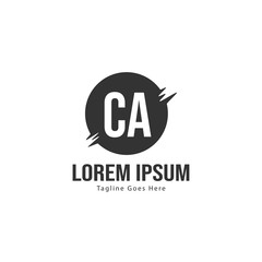 Initial CA logo template with modern frame. Minimalist CA letter logo vector illustration