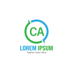Initial CA logo template with modern frame. Minimalist CA letter logo vector illustration