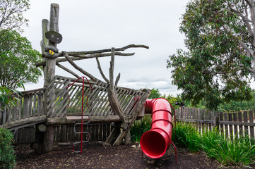 Adventure playground featuring a slide.