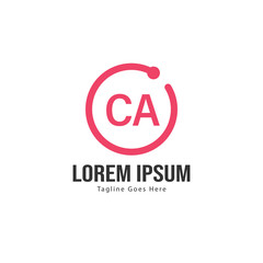 Initial CA logo template with modern frame. Minimalist CA letter logo vector illustration
