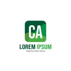 Initial CA logo template with modern frame. Minimalist CA letter logo vector illustration