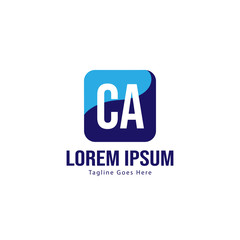 Initial CA logo template with modern frame. Minimalist CA letter logo vector illustration