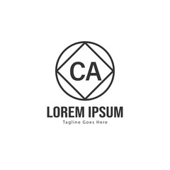 Initial CA logo template with modern frame. Minimalist CA letter logo vector illustration