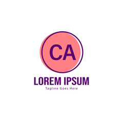 Initial CA logo template with modern frame. Minimalist CA letter logo vector illustration