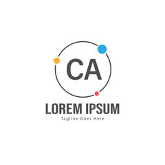 Initial CA logo template with modern frame. Minimalist CA letter logo vector illustration