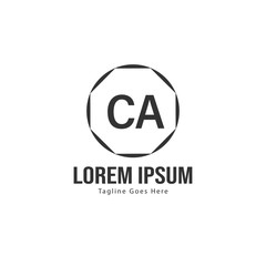 Initial CA logo template with modern frame. Minimalist CA letter logo vector illustration