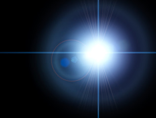 Lights and stars in the night. Lens refraction effect. Stars in the sky. Observe celestial bodies, new solar systems. Planets. Science fiction background