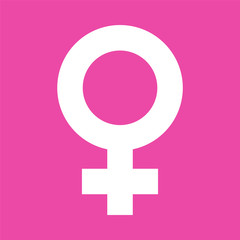 Female Symbol in Pink Color Background. Female Sexual Orientation Icon. Vector Gender Sign.