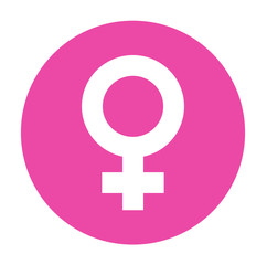 Round Female Symbol in Pink Color. Flat Design Style. Vector Gender Symbol Simple Silhouette