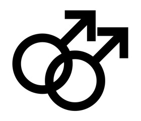 Gay Symbol in Simple Outline Black Color Design. Sexual Orientation Vector Gender Sign