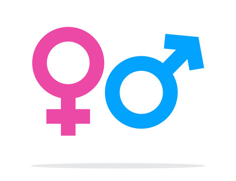 Gender Icon in Blue Pink Color. Vector Male and Female Gender Symbol.