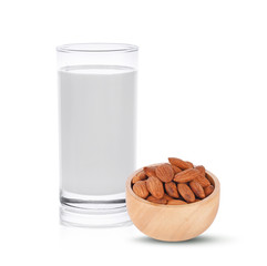 Milk Almonds in a glass on white background