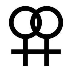 Lesbian Symbol in Simple Outline Black Color Design. Sexual Orientation Vector Gender Sign