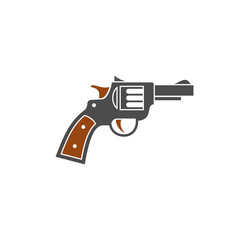 Pistol related icon on background for graphic and web design. Simple illustration. Internet concept symbol for website button or mobile app.