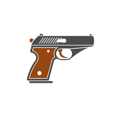 Fototapeta premium Pistol related icon on background for graphic and web design. Simple illustration. Internet concept symbol for website button or mobile app.