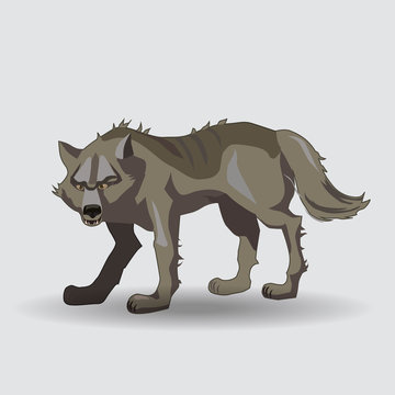 Wolf, predator character cartoon vector illustration