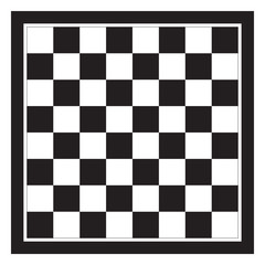 Fototapeta premium Empty Chess Board Top View Vector Illustration. Chessboard Black And White Tile.