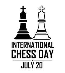 International Chess Day Vector Illustration on White Background. Chess Vector Illustration.