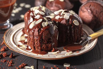 Chocolate muffin with crushed nuts / homemade