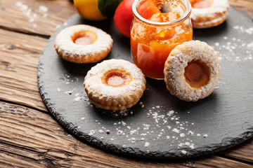 Homemade cookeis with apricot jam