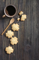 Obraz na płótnie Canvas Biscuits with coconut and coffee