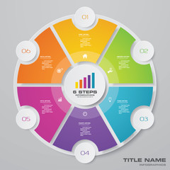 6 steps cycle chart infographics elements for data presentation. EPS 10.	