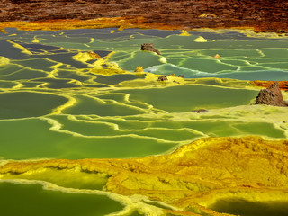 ODanakil's depression dies incredibly bright colors that make salt crystals. Ethiopia