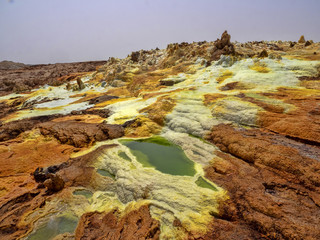 Fototapeta na wymiar Danakil's depression dies incredibly bright colors that make salt crystals. Ethiopia
