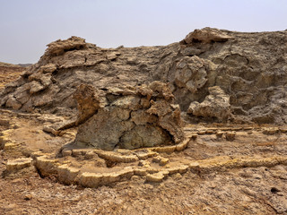 Many high rock formations rise in the Danakil depression. Ethiopia