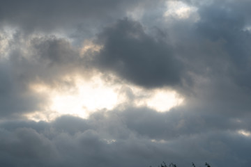 Storm clouds rolling during sunrise