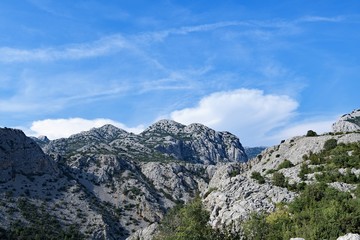 Fototapeta na wymiar Magnificient untamed and wild mountain landscape of Paklenica National Park, Croatia