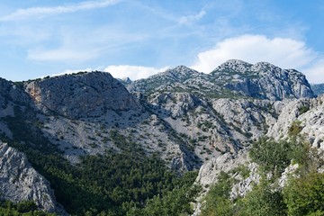 Fototapeta na wymiar Magnificient untamed and wild mountain landscape of Paklenica National Park, Croatia