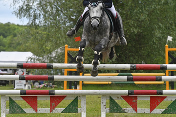 saut d'obstacle dans un concours hippique