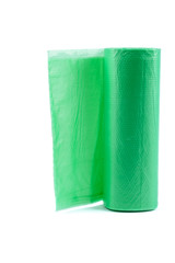 Roll green plastic garbage bagsRoll green plastic garbage bags isolated on the white background