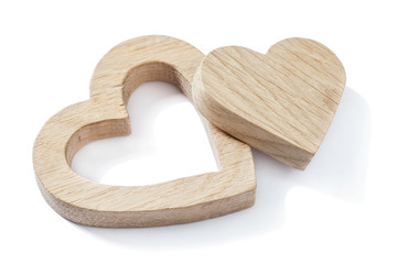 wood simbol toys hearts  isolated white