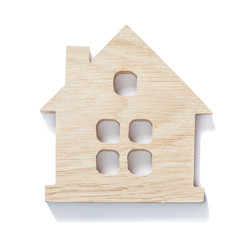 Obraz na płótnie Canvas wooden symbol toy little house isolated white