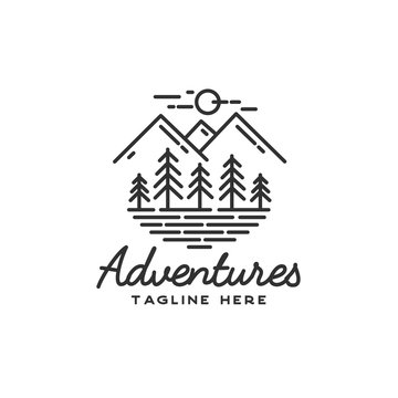 Abstract Monoline Outdoor Badge Logo Design Vector Template