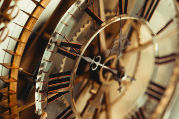 Close up of vintage pocket watch Showing Gears