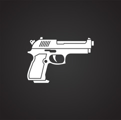 Pistol related icon on background for graphic and web design. Simple illustration. Internet concept symbol for website button or mobile app.