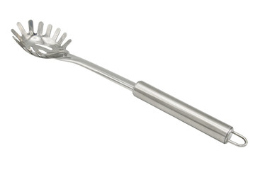 Stainless steel spaghetti scoop On a separate white background