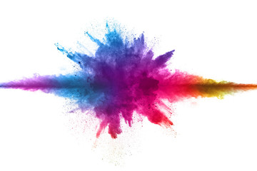 abstract powder splatted background. Colorful powder explosion on white background.