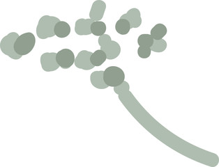Flat modern floral foliage illustration on the white isolated background. Abstract shapes.