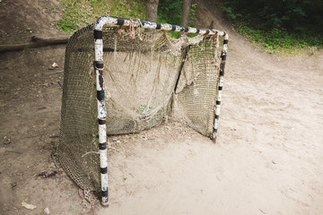 yard football gates in the field among the trees.