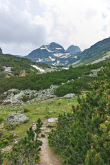 Fototapeta na wymiar Landscape near Malyovitsa peak and Malyoviska river, Rila Mountain, Bulgaria