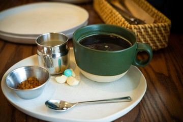 Hot black coffee at Busaba cafe.