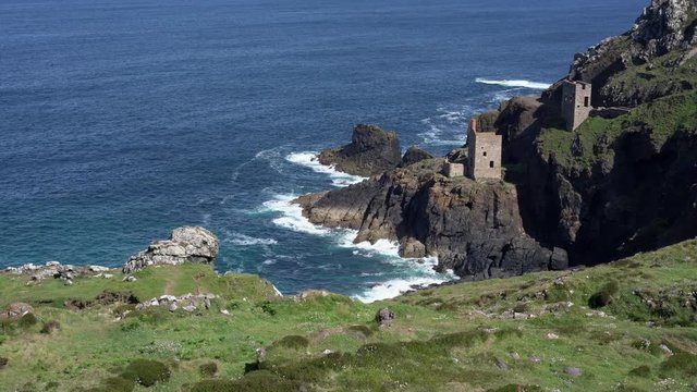 The Poldark famous tin and copper mine location known as wheal leisure. The real name is wheal owles, a world heritage site in the cornish countryside close to beautiful cliffs.