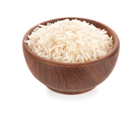 Basmati Rice Spilling From Burlap Or Jute Sack