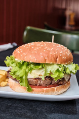Hamburger and chips