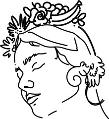 Line art and sketch black illustration on the white isolated background.
