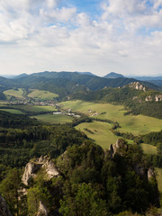 View from Sulov rocks, nature reserve in Slovakia with its rocks and meadows